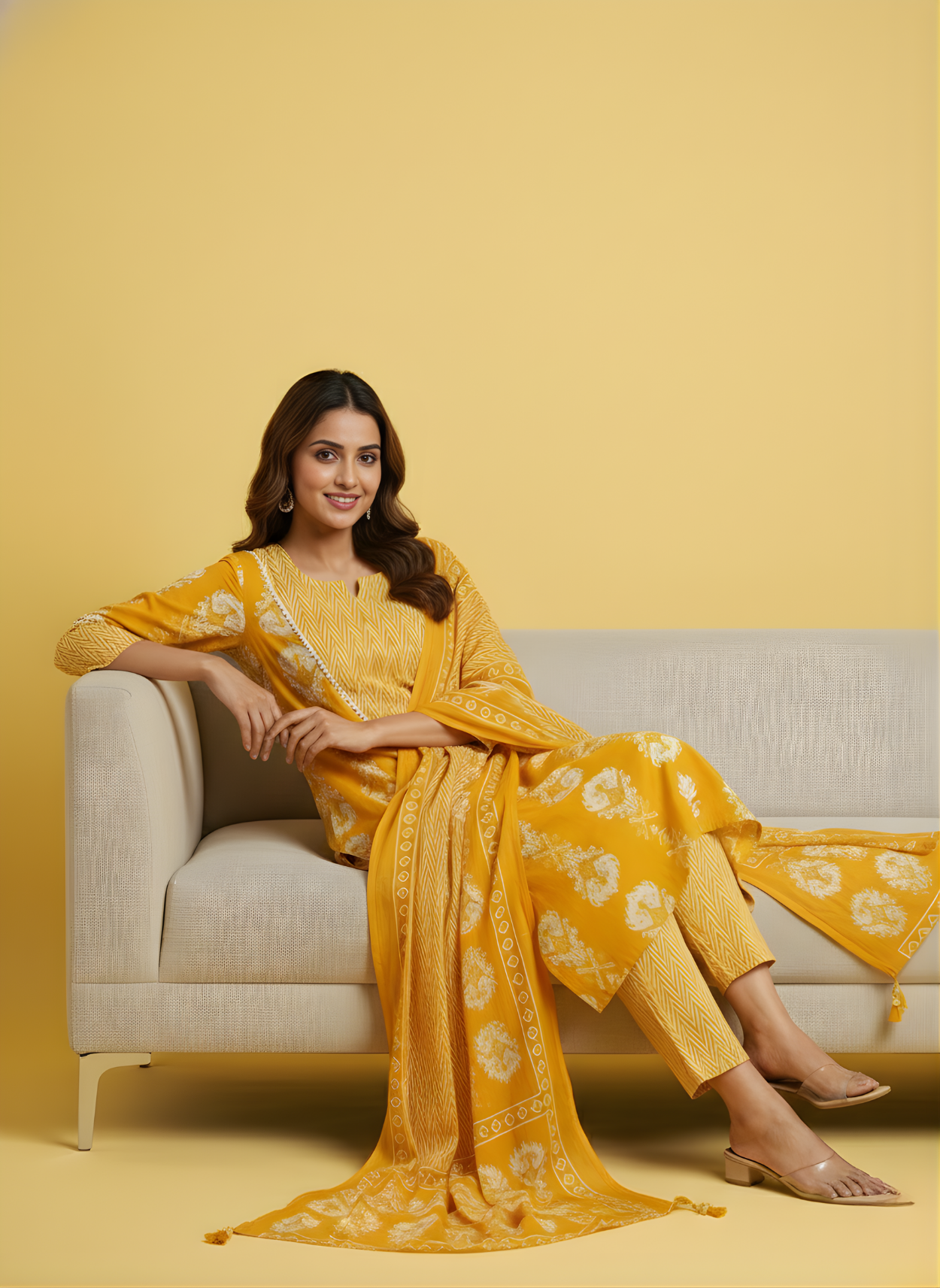 Printed cotton kurta set with dupatta wholesale