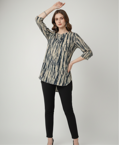 Indira Indigo Jaipuri Modal Chanderi Top – Women Wear Wholesale Manufacturer