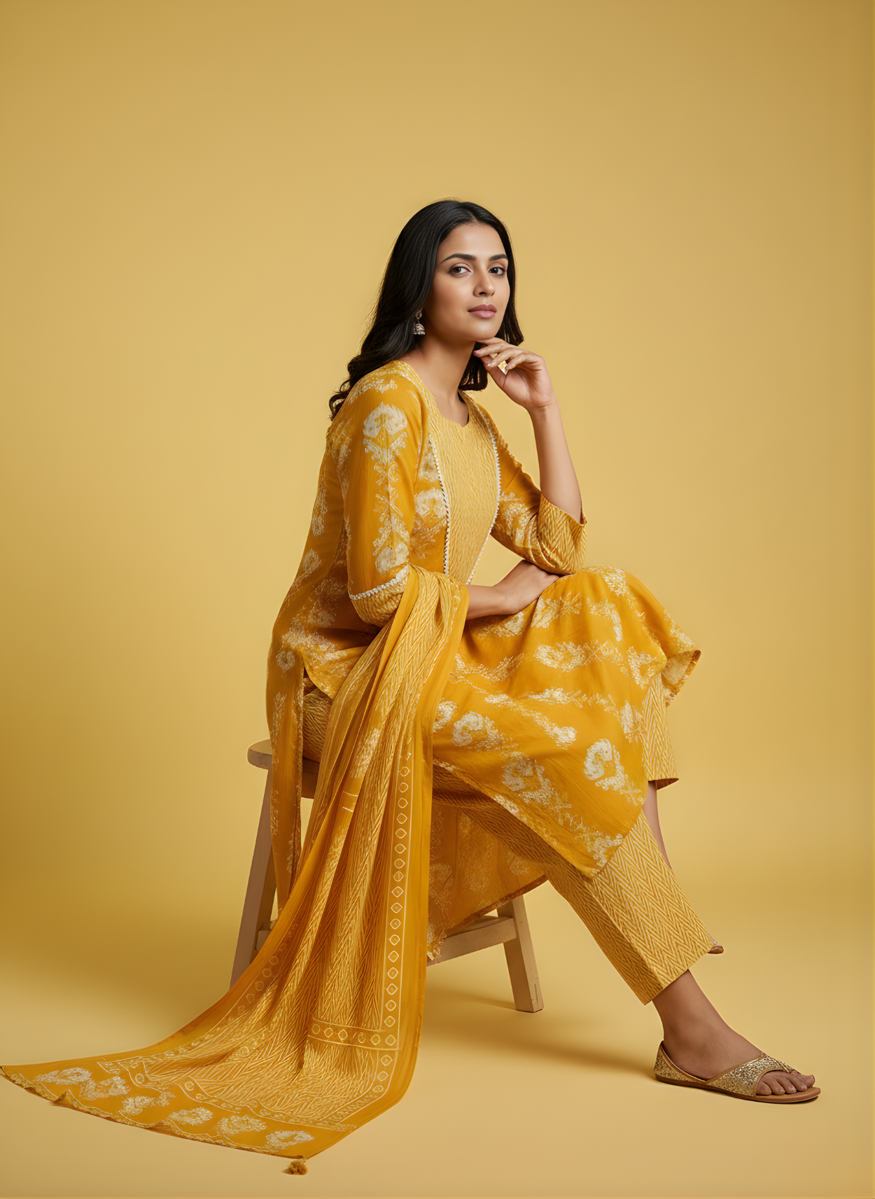 Wholesale women cotton kurta pant dupatta set