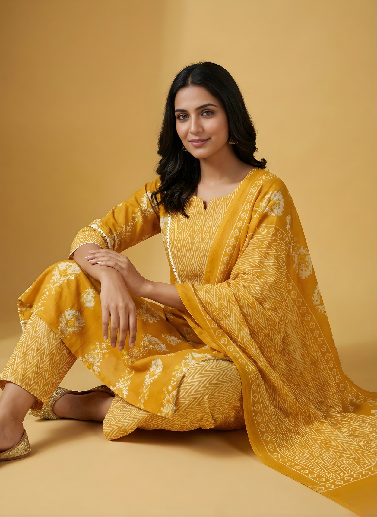 Printed cotton dupatta set manufacturer India