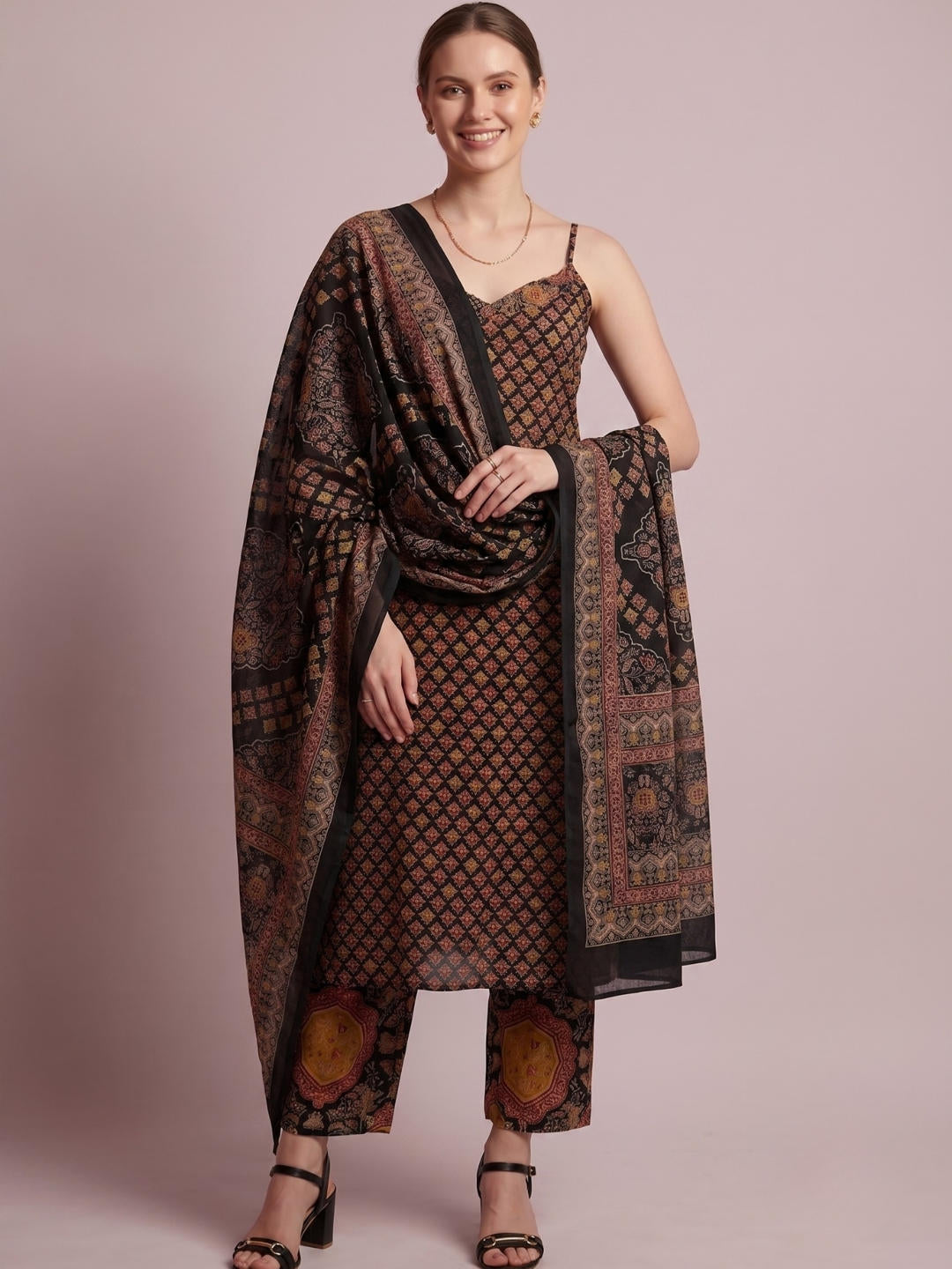 Sleeveless Printed Cotton Kurta Set Women Wear Wholesale Manufacturer
