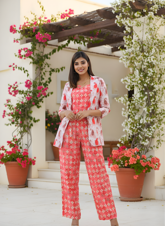 Pure Modal Chanderi Floral Cord Set with Jacket – Women Wear Wholesale