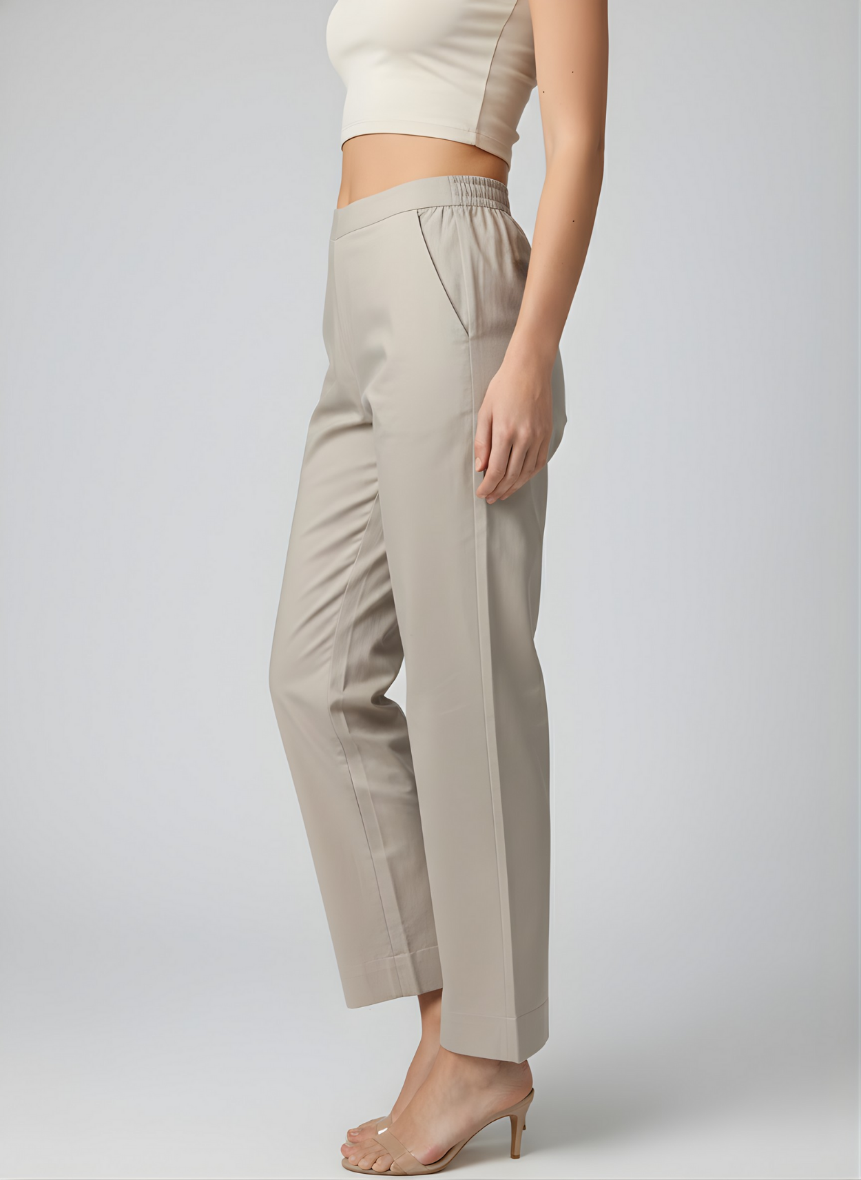 Women’s Taupe Cotton Straight-Fit Bottoms – Wholesale Manufacturer Supply