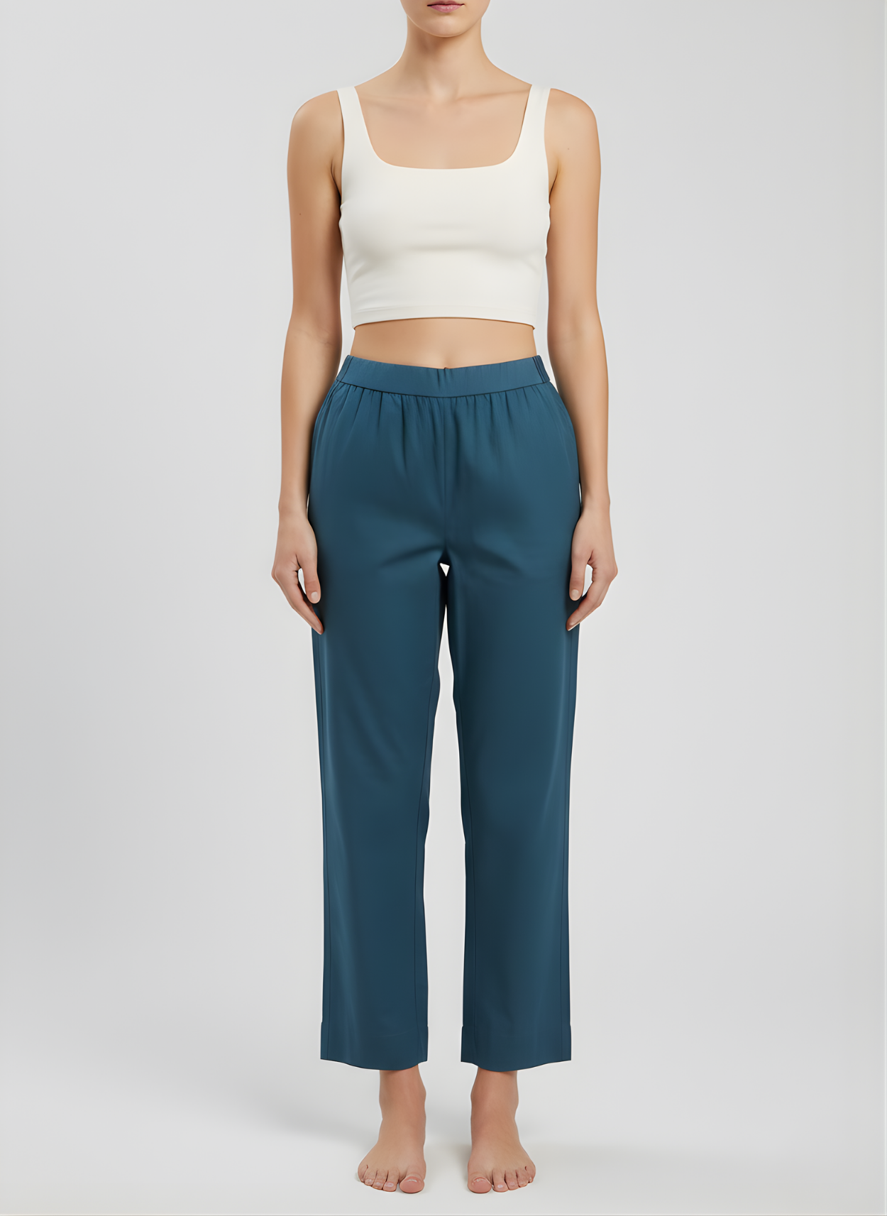 Women’s Teal Cotton Straight-Fit Bottoms – Wholesale Manufacturer Supply