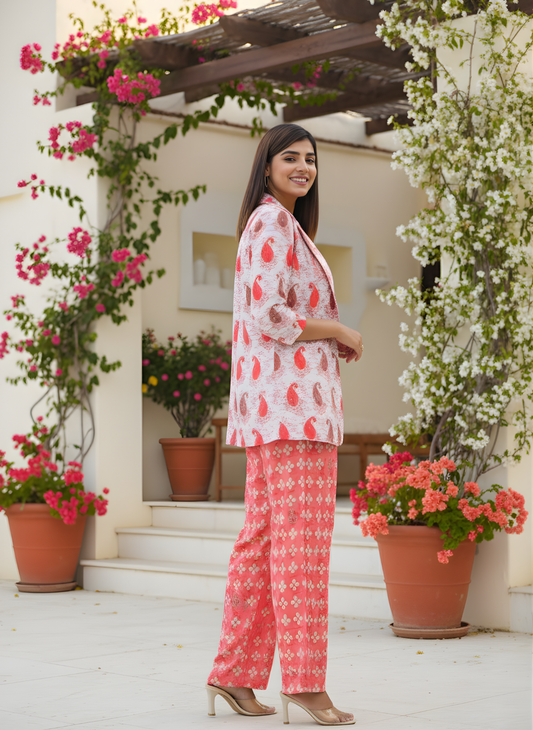 Pure Modal Chanderi Floral Cord Set with Jacket – Women Wear Wholesale