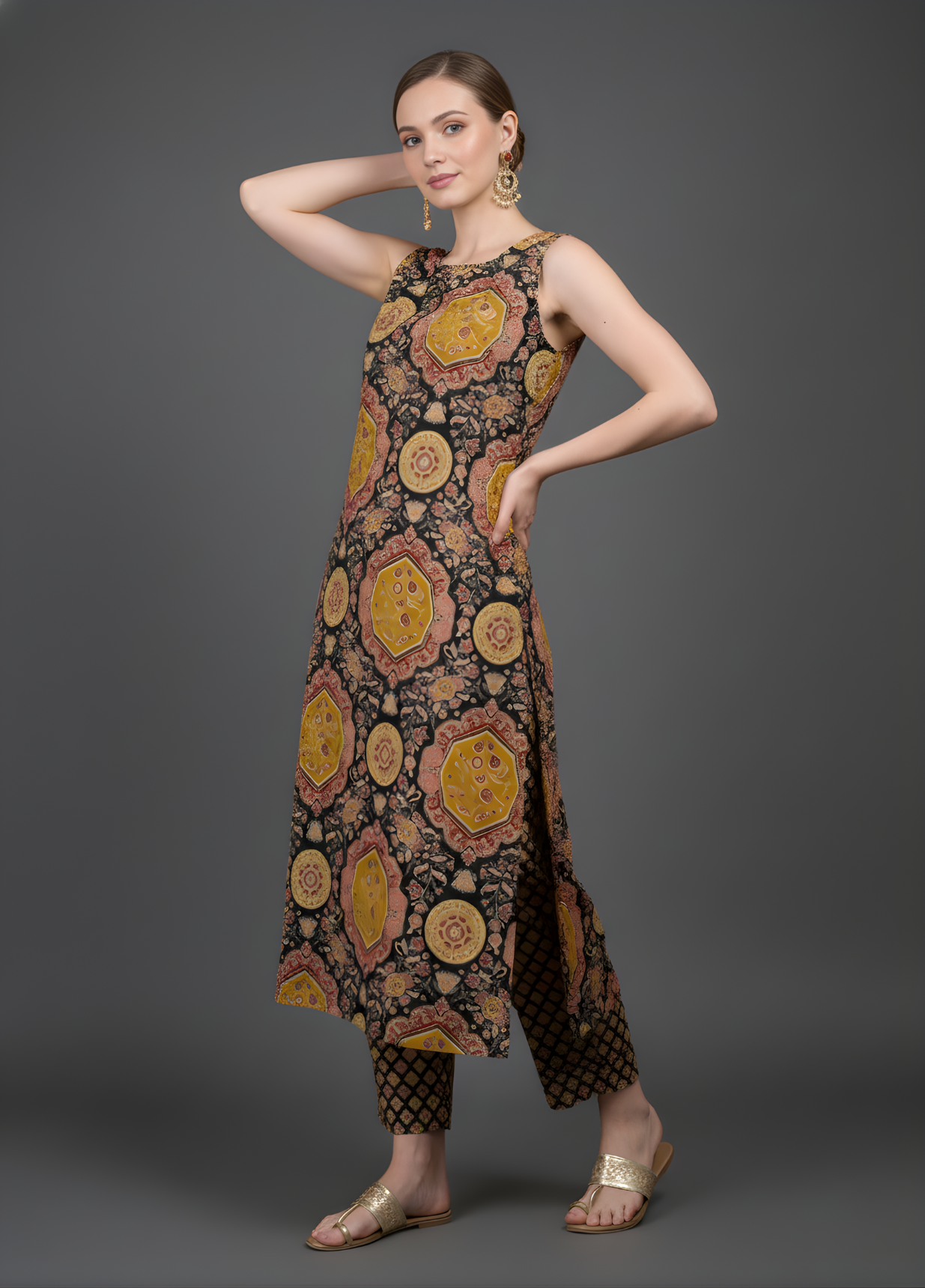 Women ethnic Ajrakh kurta set bulk supply