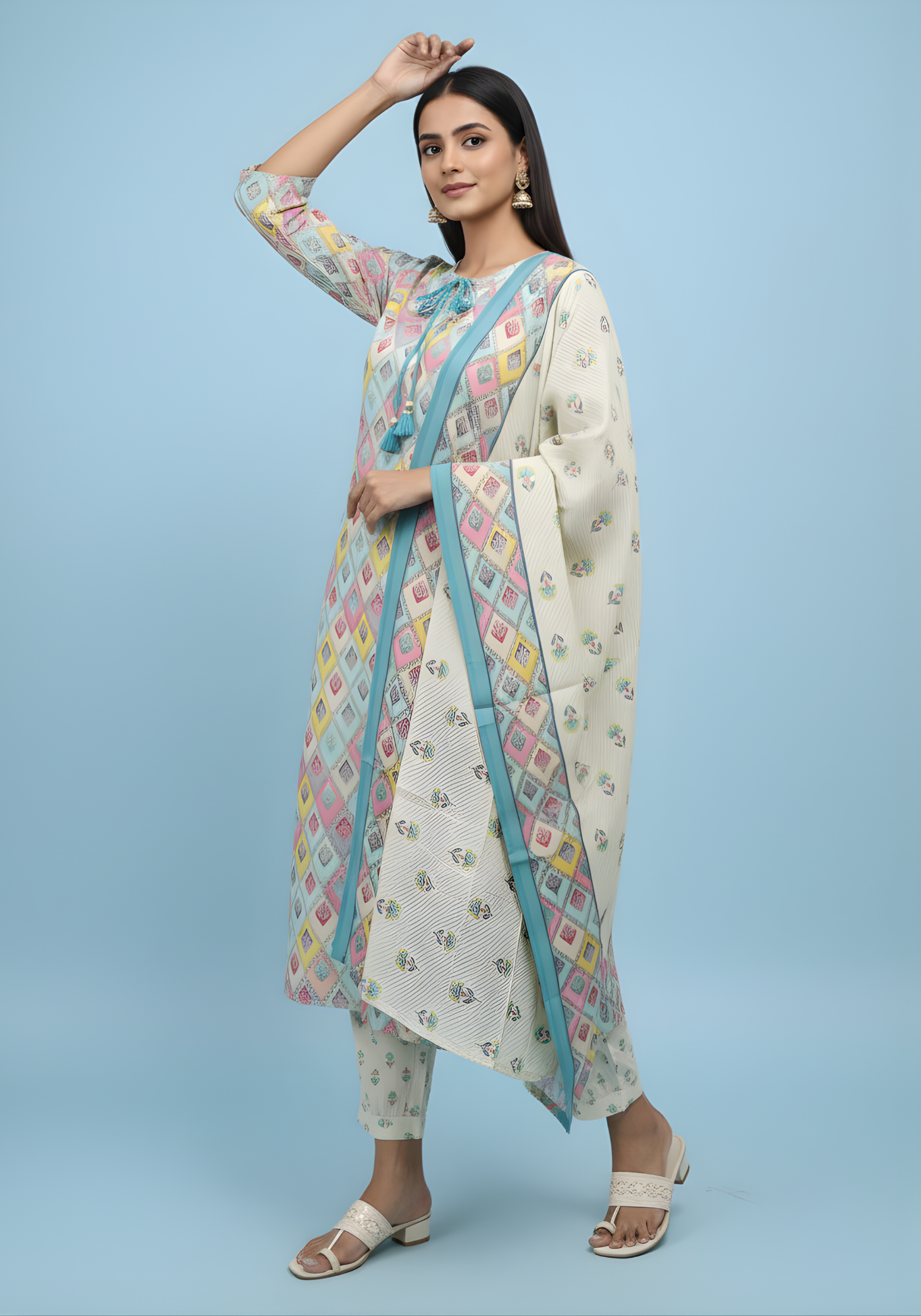 Women ethnic modal chanderi dupatta set wholesale
