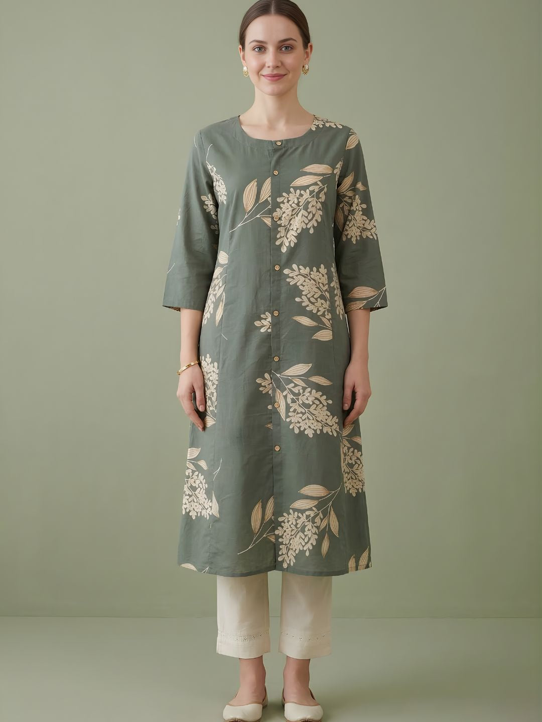 Green Printed Pure Cotton Kurti Wholesale Women Wear Manufacturer India