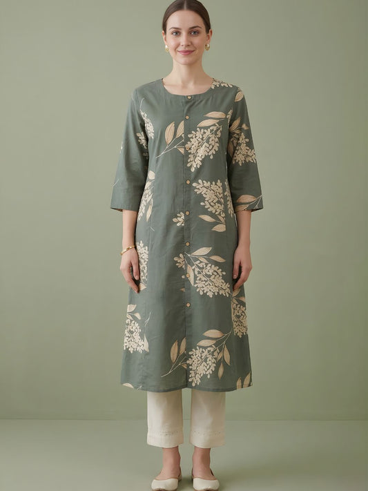 Green Printed Pure Cotton Kurti Wholesale Women Wear Manufacturer India