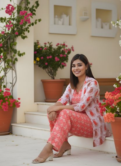 Pure Modal Chanderi Floral Cord Set with Jacket – Women Wear Wholesale