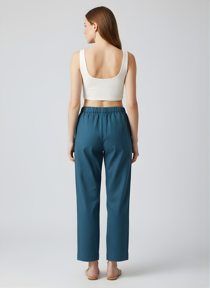 Women’s Teal Cotton Straight-Fit Bottoms – Wholesale Manufacturer Supply