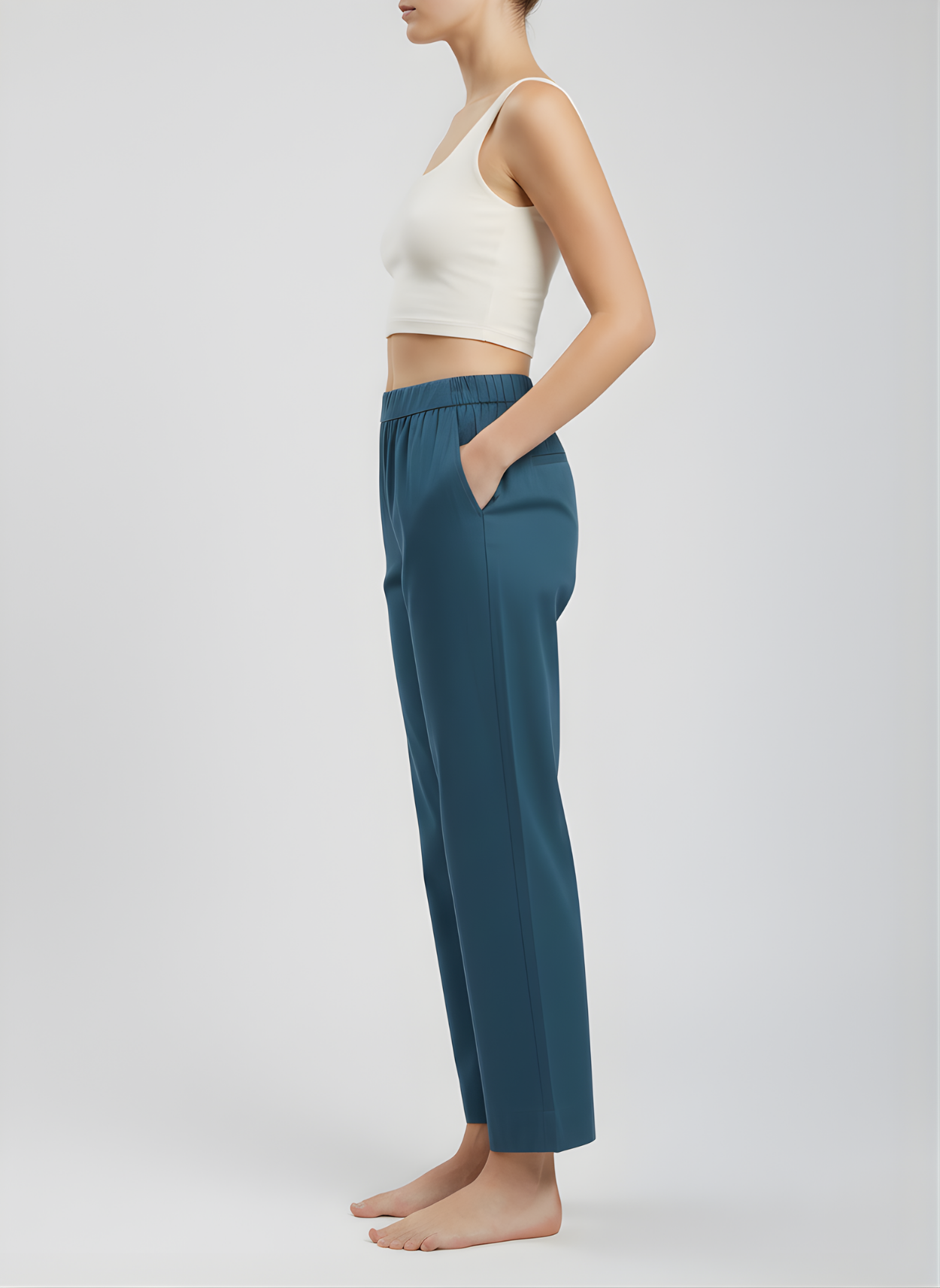 Women’s Teal Cotton Straight-Fit Bottoms – Wholesale Manufacturer Supply