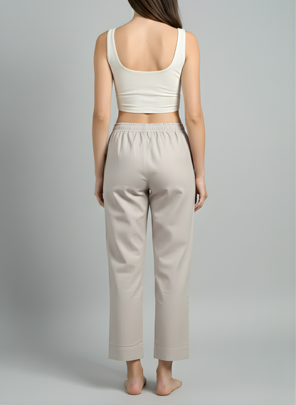 Women’s Taupe Cotton Straight-Fit Bottoms – Wholesale Manufacturer Supply