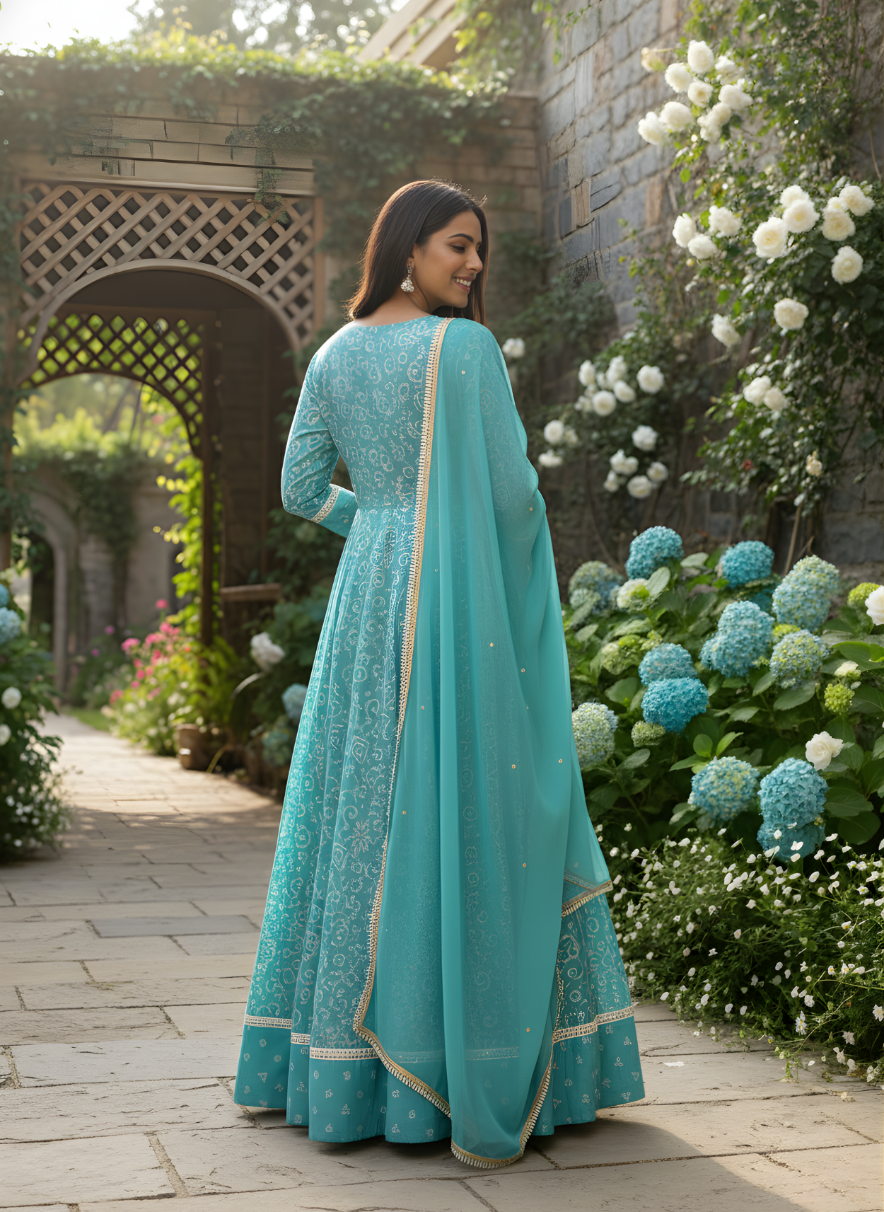 Printed Modal Chanderi Long Dress Set for Bulk Buyers