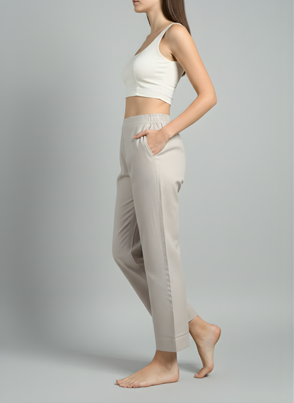 Women’s Taupe Cotton Straight-Fit Bottoms – Wholesale Manufacturer Supply