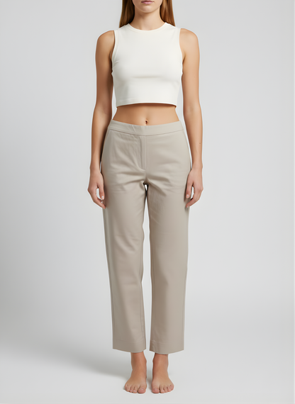 Women’s Taupe Cotton Straight-Fit Bottoms – Wholesale Manufacturer Supply