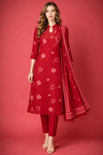 cotton kurti wholesale manufacturer India red kurta set with dupatta