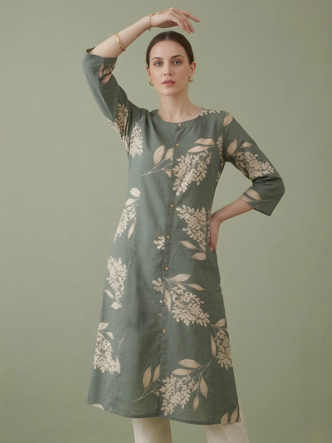 Green Printed Pure Cotton Kurti Wholesale Women Wear Manufacturer India