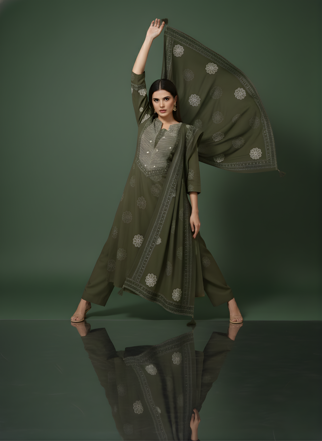 Printed cotton kurta set with dupatta wholesale