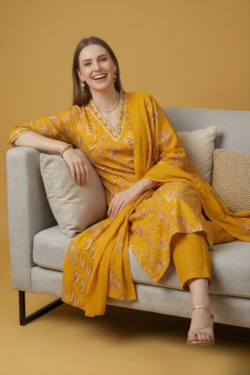 women wear wholesale manufacturer India eco friendly cotton kurti yellow