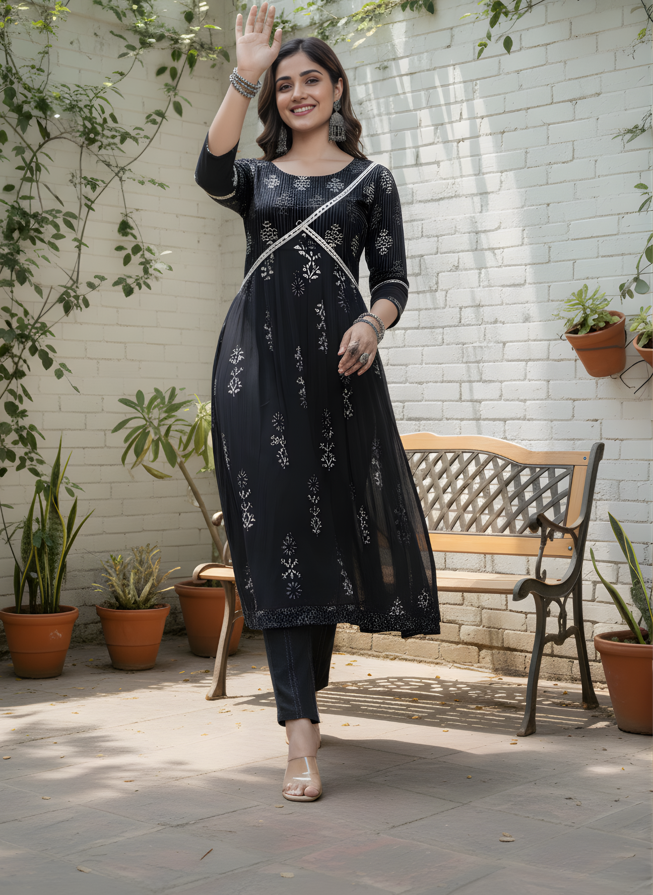 Neelufer Creation black pure cotton kurta set wholesale