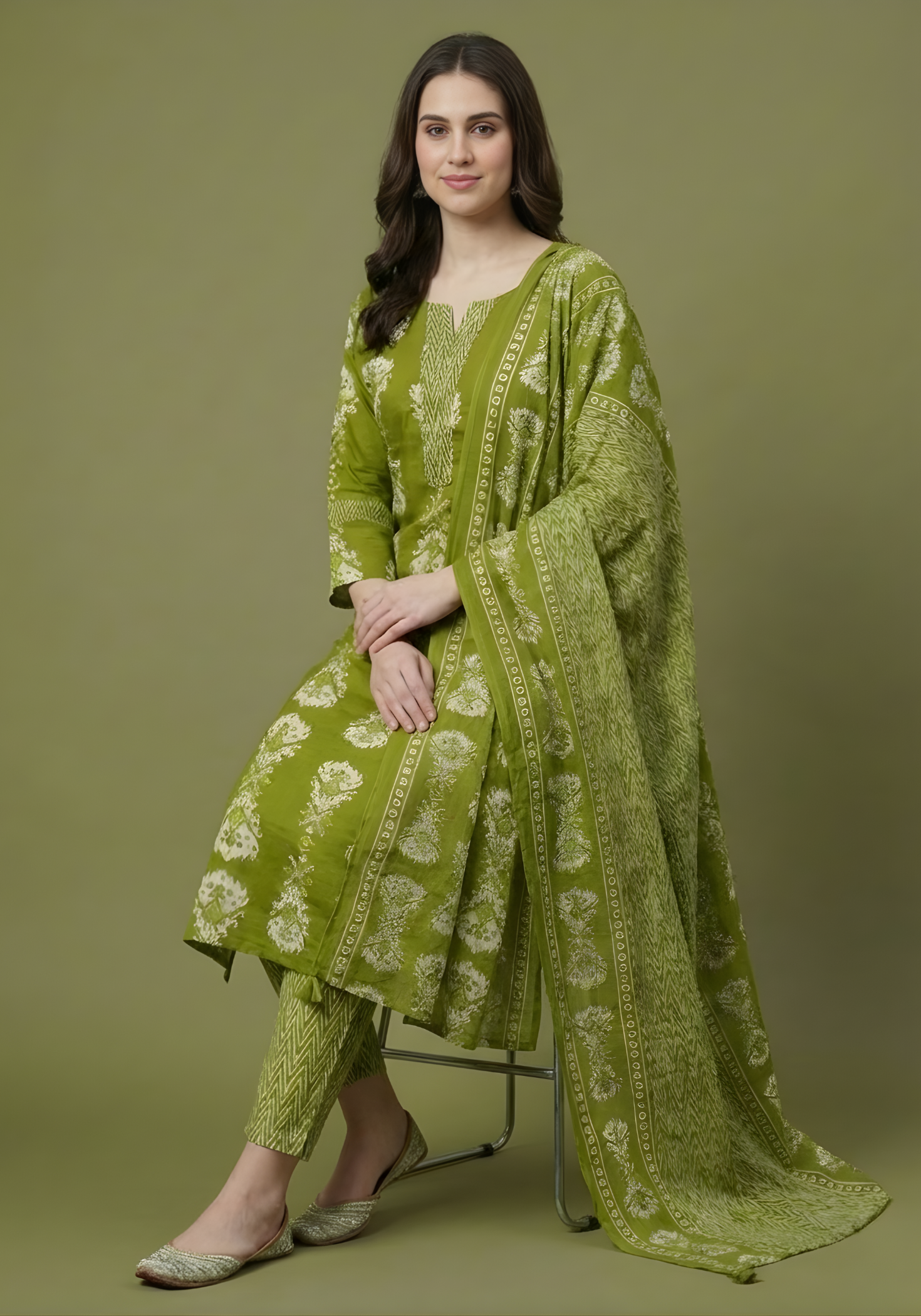 Women pure cotton dupatta set bulk supply