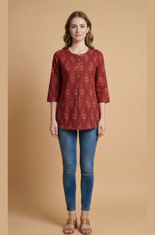 Neelufer Creation maroon cotton top