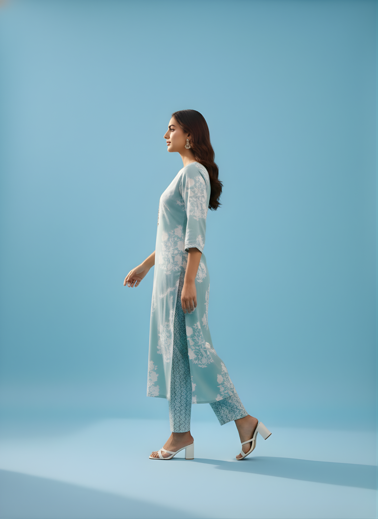 Pure Cotton Pastel Blue Kurta Set – Wholesale Women Wear