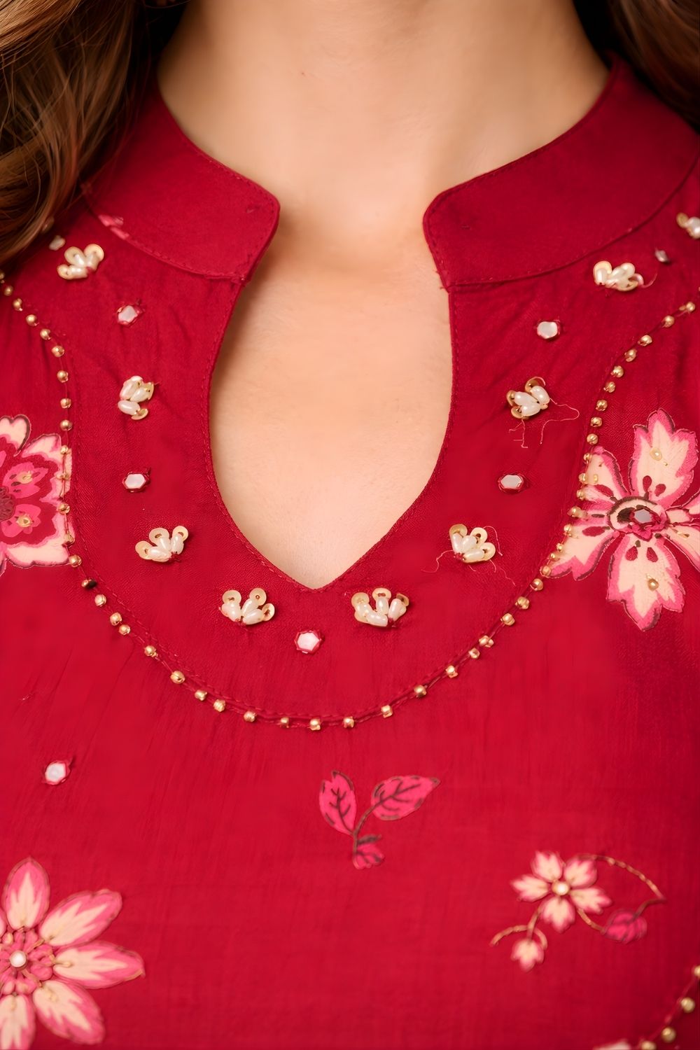 women wear manufacturer Jaipur eco friendly cotton dupatta set red