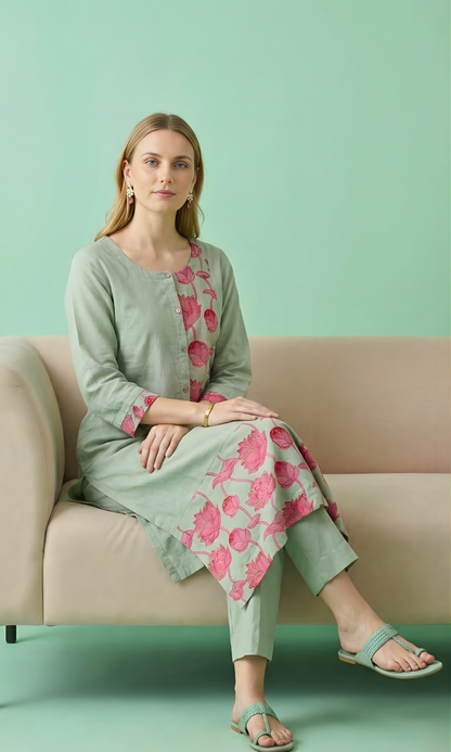 Neelufer Creation pure cotton kurta set front view