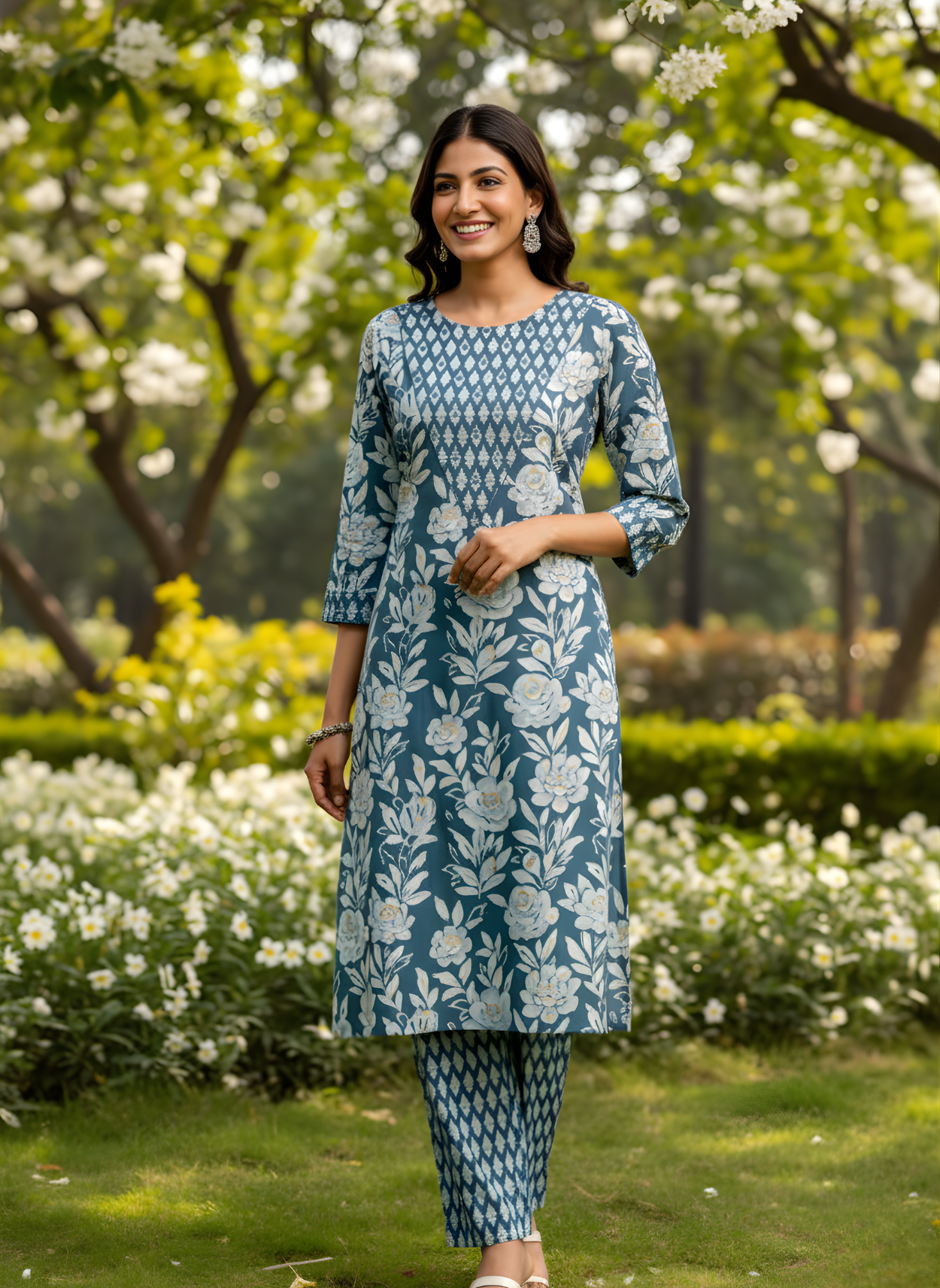 Neelufer Creation floral pure cotton kurta set