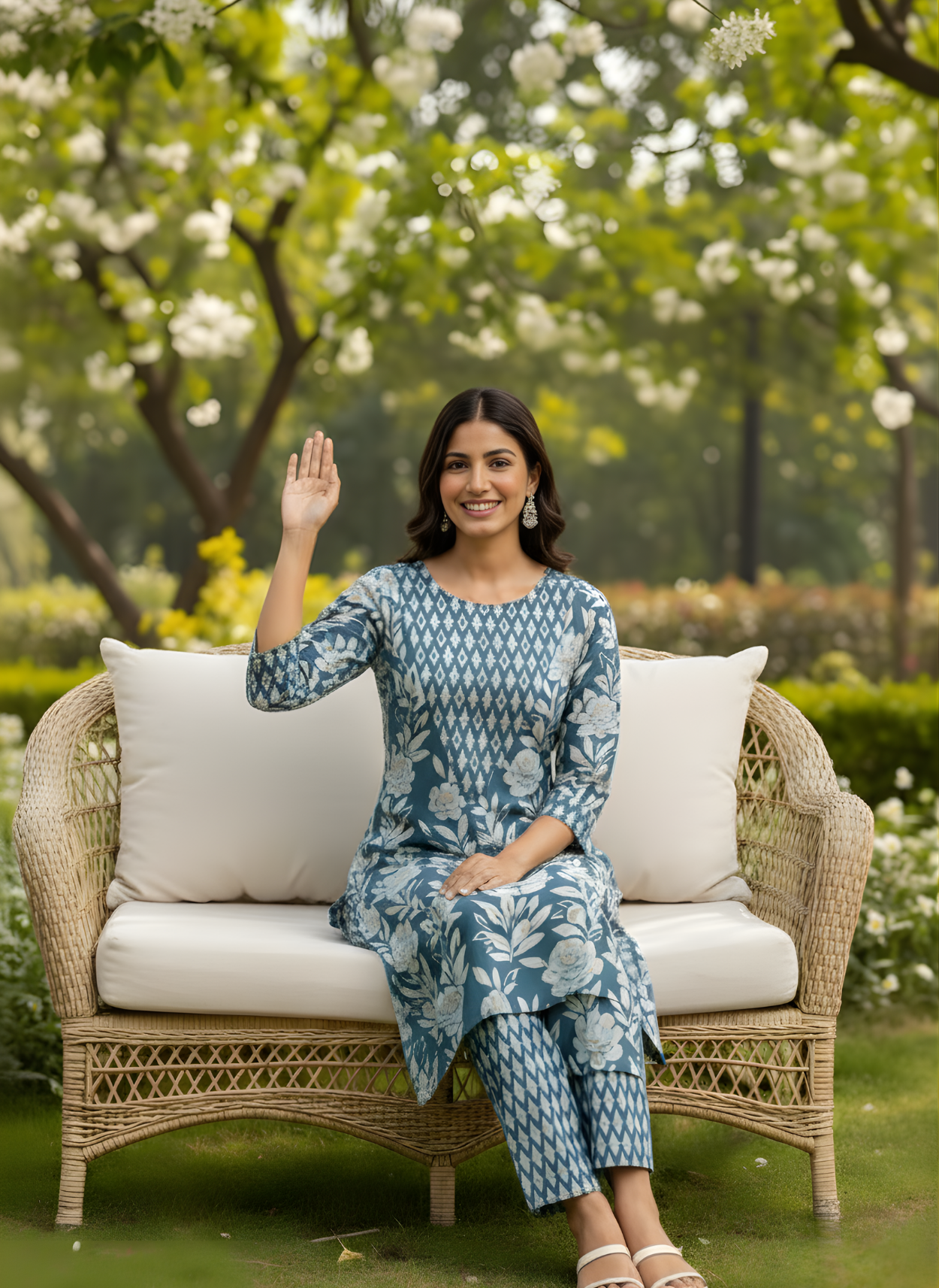 Neelufer Creation floral pure cotton kurta set