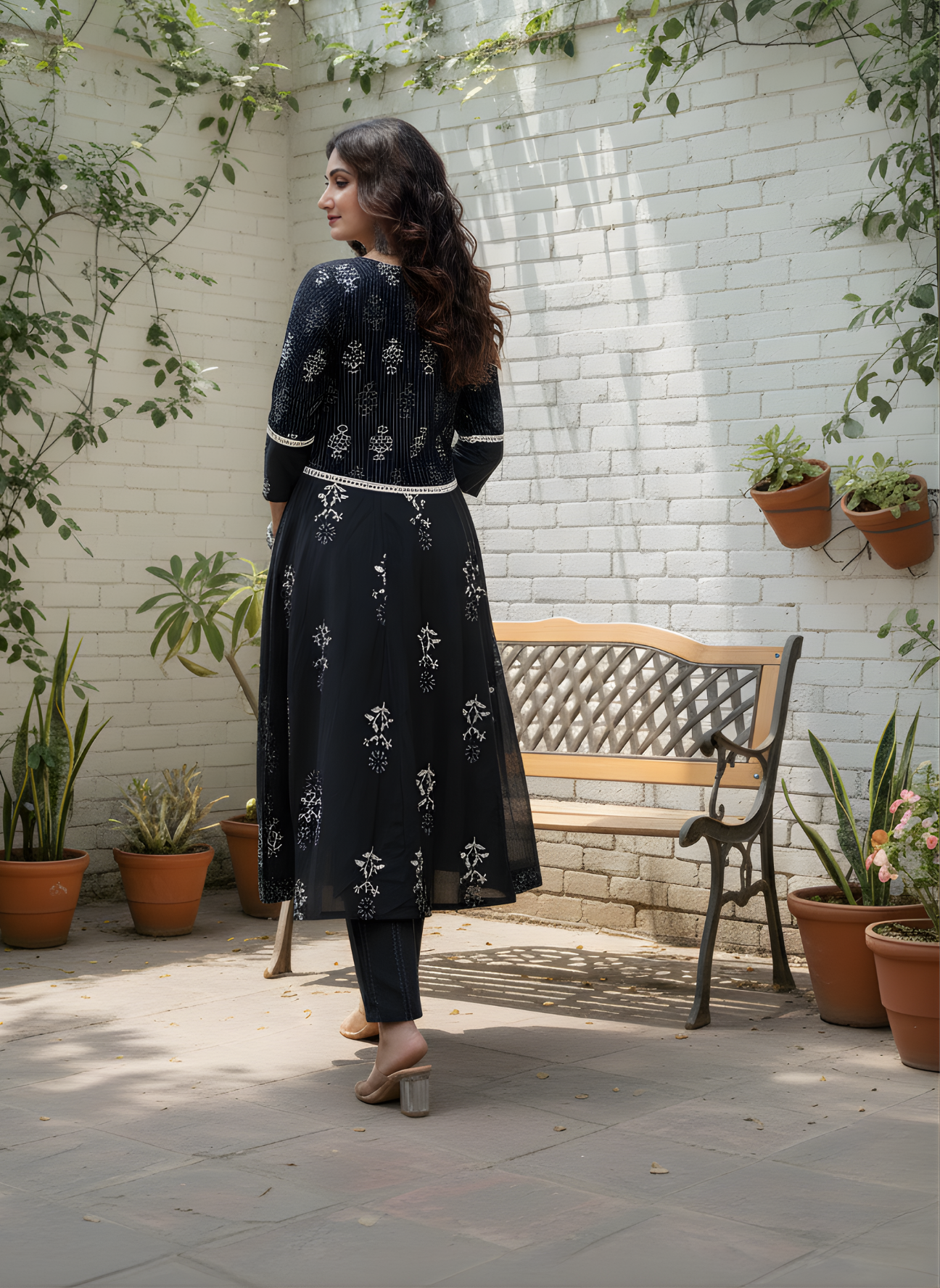 Neelufer Creation black cotton kurta pant set for bulk buyers