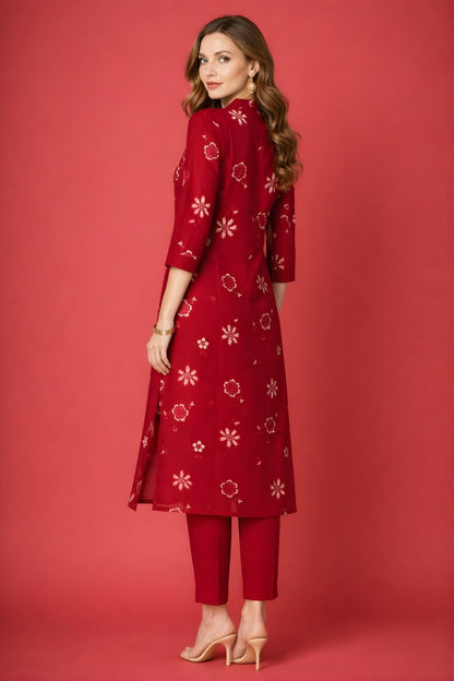 direct garment manufacturer women wear factory red cotton ethnic set