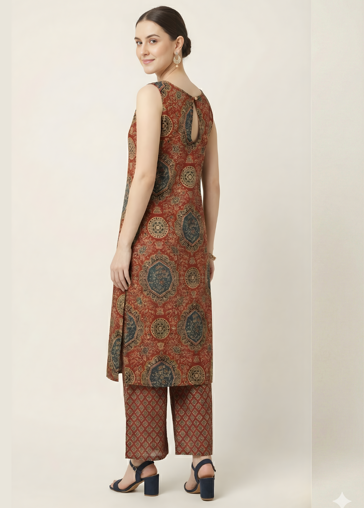 Saanvi Classic Ajrakh Cotton Kurta Set – Women Ethnic Wear Manufacturer