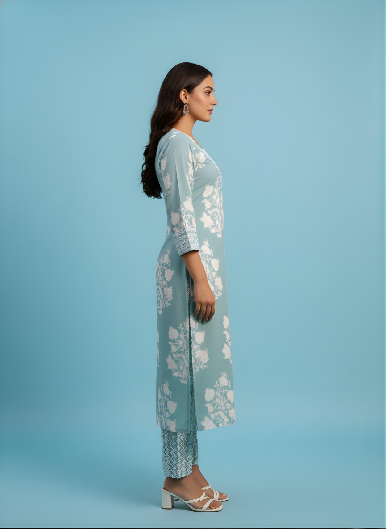 Pure Cotton Pastel Blue Kurta Set – Wholesale Women Wear