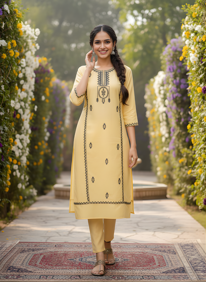 Embroidered cotton kurta set bulk supplier