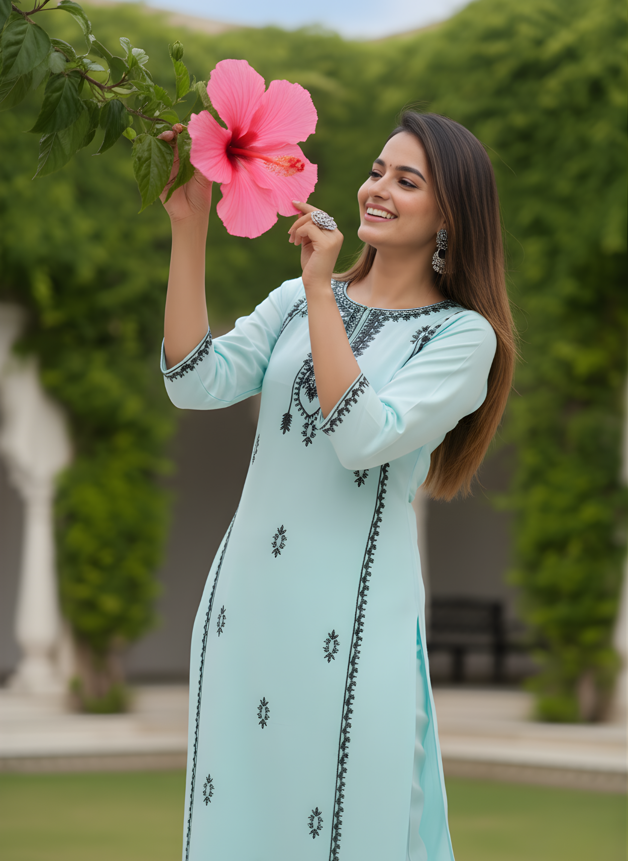 Embroidered cotton kurta set for retailers
