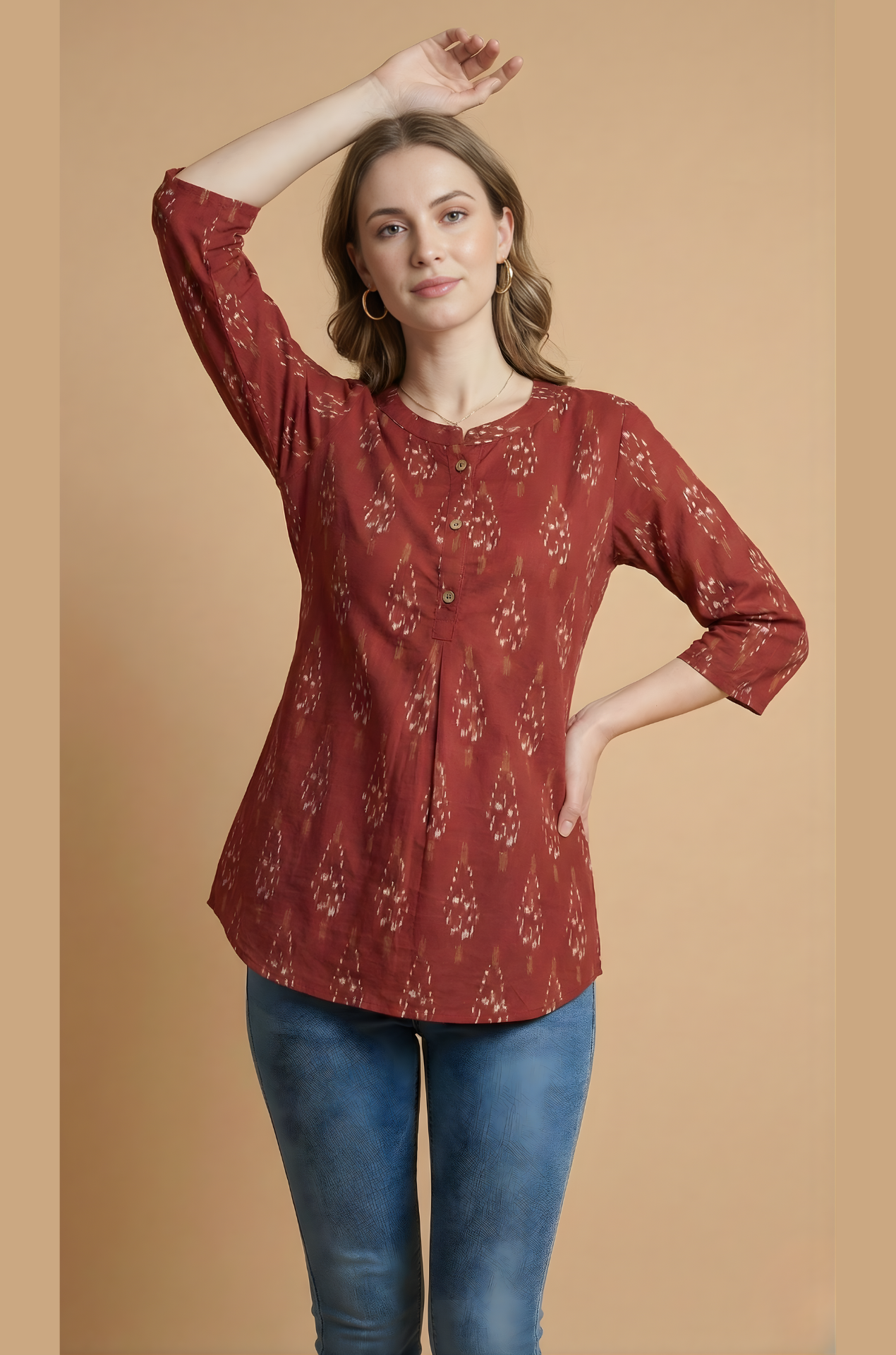 Maroon Jaipuri top for bulk buyers
