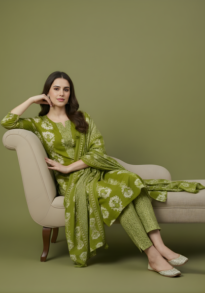 Cotton kurta pant dupatta set wholesale women wear
