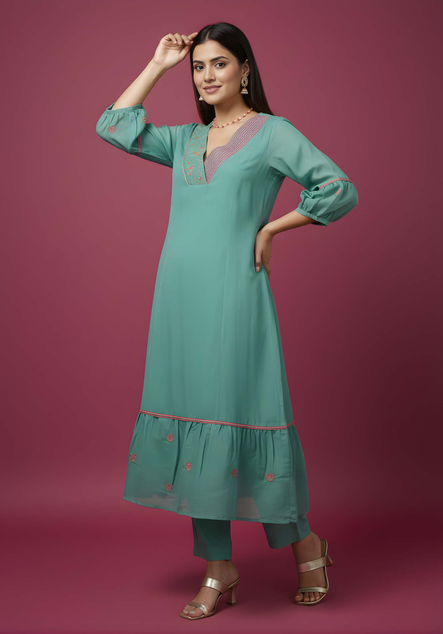 Women ethnic mul chanderi kurta set wholesale