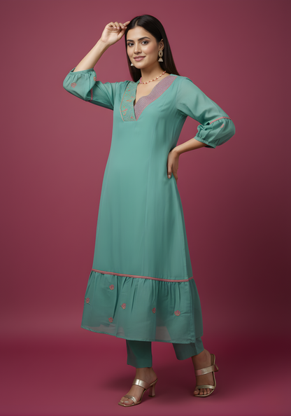 Women ethnic mul chanderi kurta set wholesale