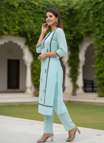 Sky Blue Pure Flex Cotton Kurta Set | Women’s Wear Wholesale Manufacturer