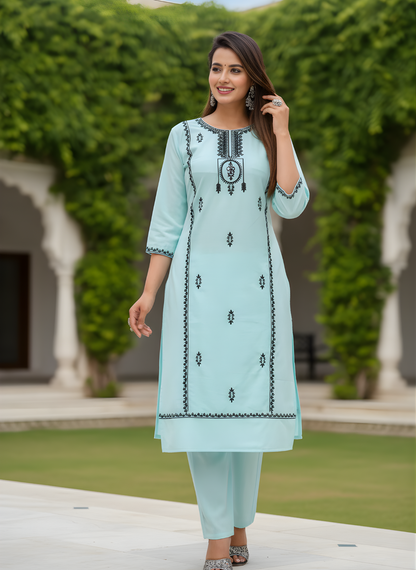 Sky Blue Pure Flex Cotton Kurta Set | Women’s Wear Wholesale Manufacturer