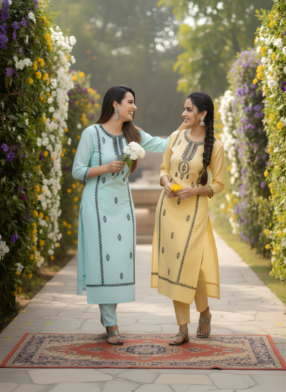 Sky Blue Pure Flex Cotton Kurta Set | Women’s Wear Wholesale Manufacturer