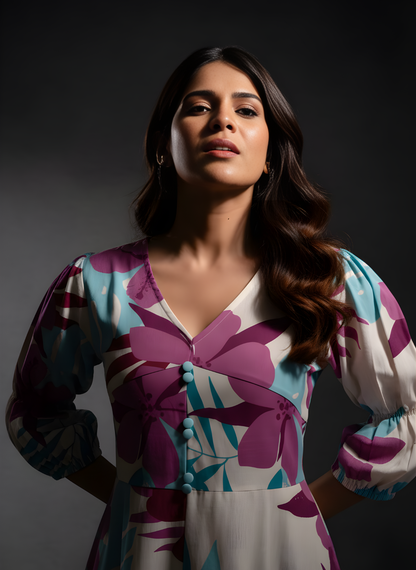 Contemporary Floral Pure Cotton Dress for Women | Direct Manufacturer Supply – Neelufer Creation