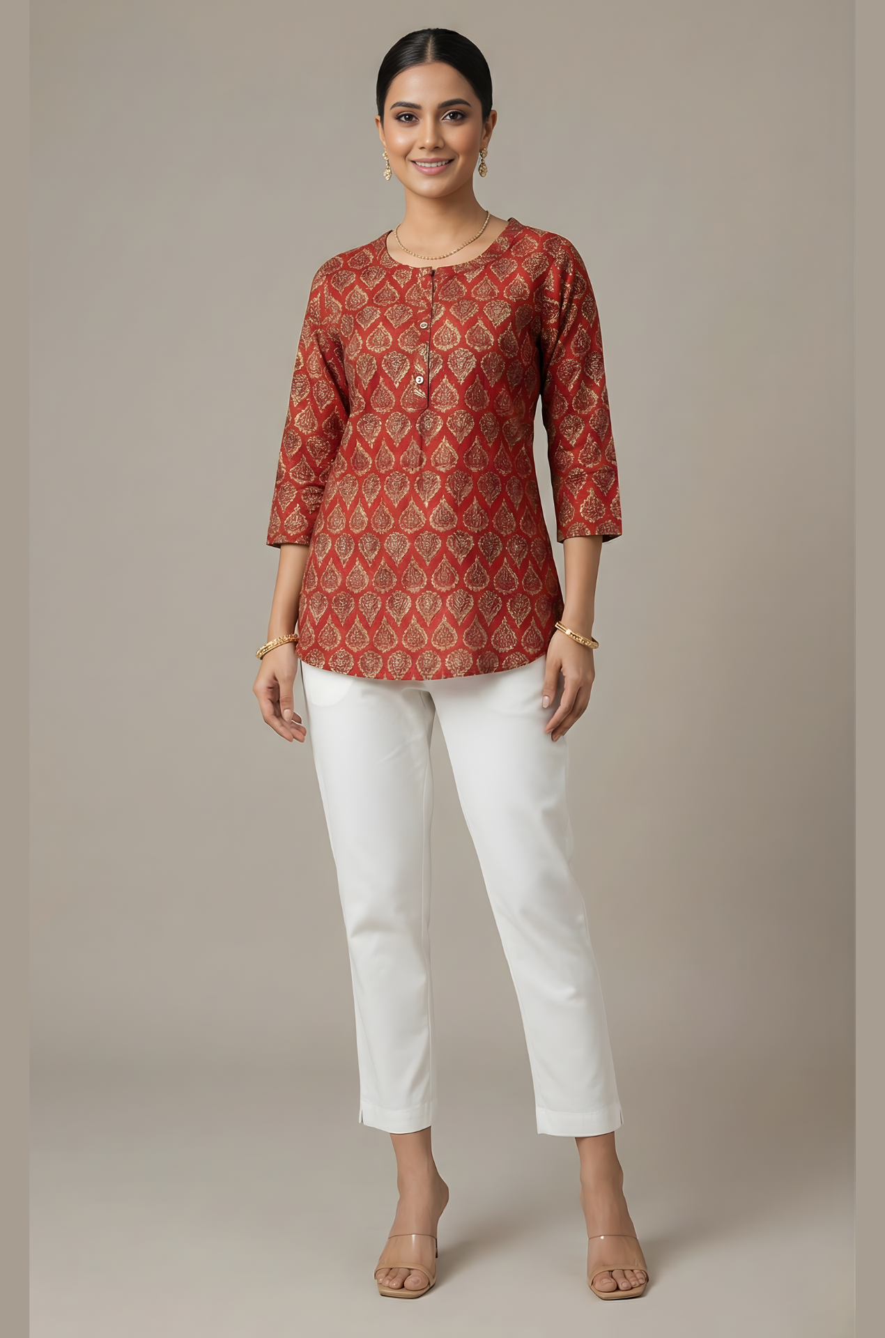 Neelufer Creation rust red Jaipuri cotton top