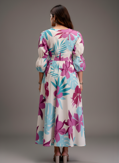 Contemporary Floral Pure Cotton Dress for Women | Direct Manufacturer Supply – Neelufer Creation