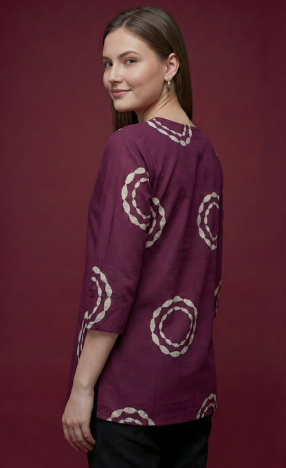 Vanya Wine Circle Jaipuri Cotton Top – Women Wear Wholesale