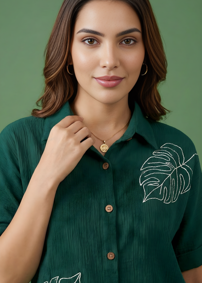 Bottle green women stretch top wholesale